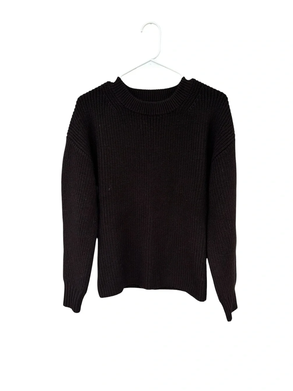 NWT J. Crew Dark Brown Ribbed Fitted-Waist Crewneck Sweater - Merino Wool - XXS
